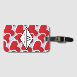 2 Red Hearts Upprepande Mönster Cute Bagagebricka