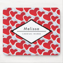 2 Red Hearts Upprepande Mönster Cute Cadiac Nurse