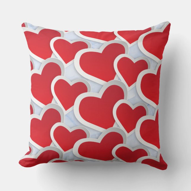 2 Red Hearts Upprepande Mönster Cute Kudde (Framsida)