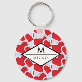 2 Red Hearts Upprepande Mönster Cute Nyckelring