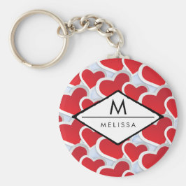 2 Red Hearts Upprepande Mönster Cute Nyckelring