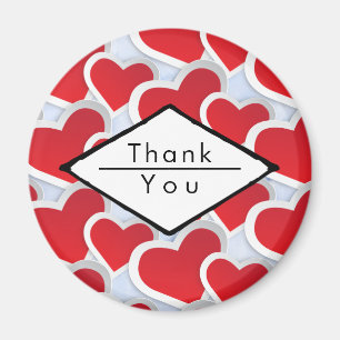 2 Red Hearts Upprepande Mönster Cute Tack Magnet