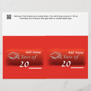 2 RED Studenten Favor Anpassningsbar Candy Pub Wra