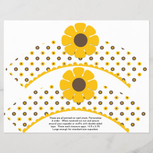 2 Retro Flower Birthday Anpassningsbar Cupkaka Wra Reklamblad