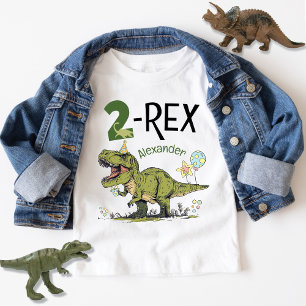 2-Rex Cute Dinosaur-tema 2:a födelsedagen Party Na T Shirt