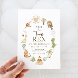 2 Rex Dinosaur 2:a födelsedagsinbjudan Inbjudningar