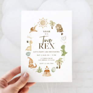 2 Rex Dinosaur 2:a födelsedagsinbjudan Inbjudningar