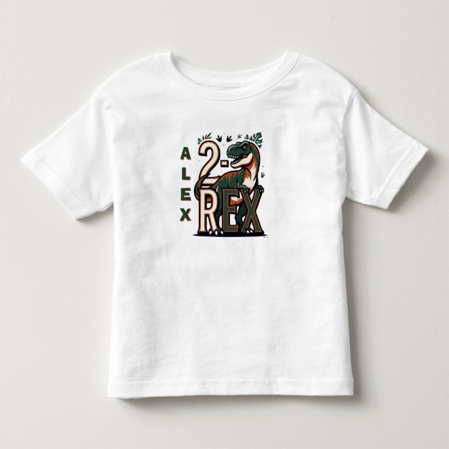 2 Rex Dinosaur Födelsedags T-Shirt (Framsida)
