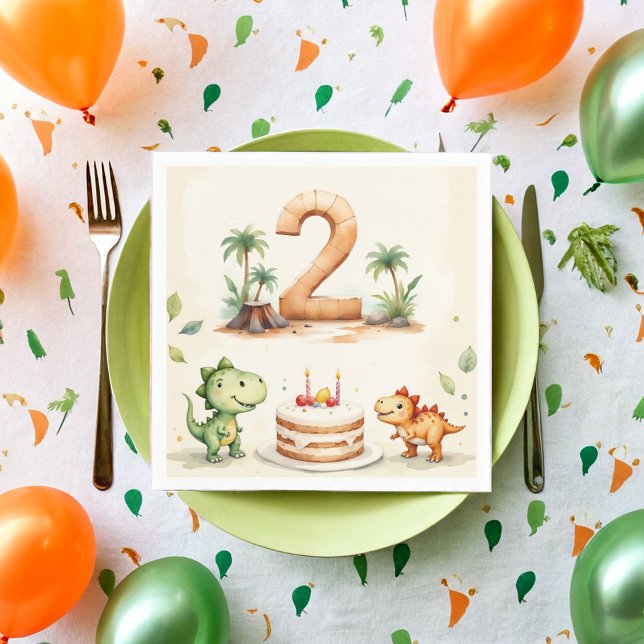 2-rex dosinosaur 2:a födelsedag Papper Pappersservett (Skapare uppladdad)