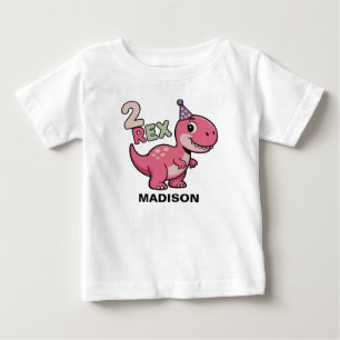 2-Rex Rosa Dinosaur 2-års Födelsedags Tjej Tröja –