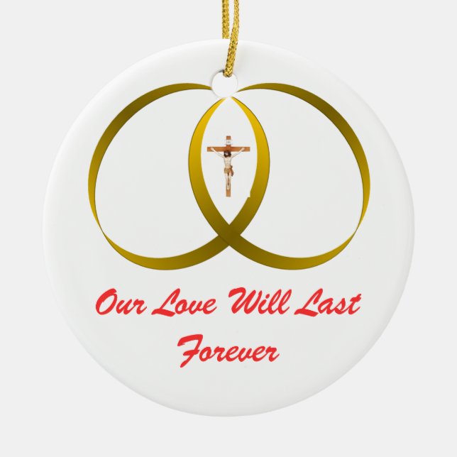 2 ringar & JESUS Julgransprydnad Keramik (Framsidan)