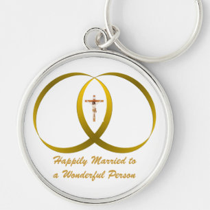 2 ringar & JESUS, lyckligtvis gift Rund Silverfärgad Nyckelring