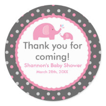 2 RÖDA ELEFANTER Polka Dot Baby Shower-dekal