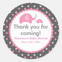 2 RÖDA ELEFANTER Polka Dot Baby Shower-dekal Runt Klistermärke