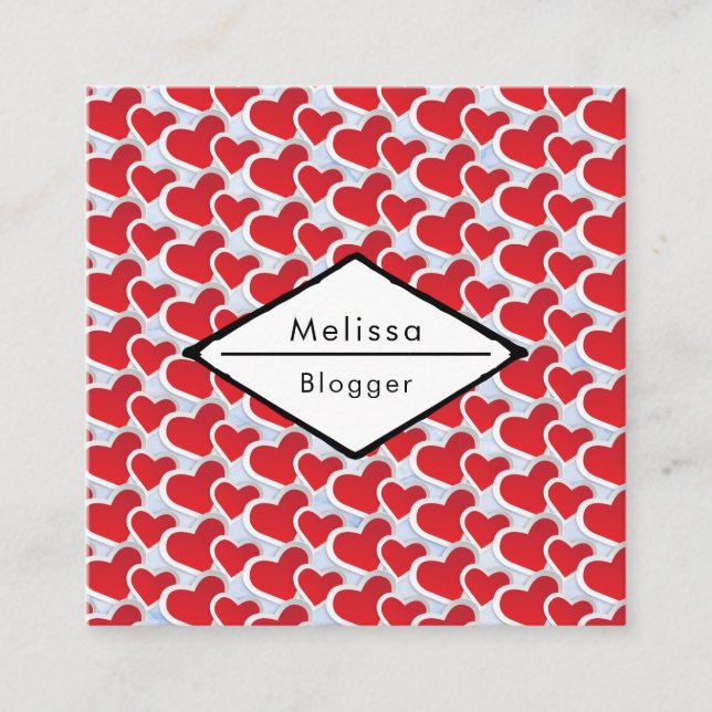 2 Röda hörn Gått med tillsammans Upprepande Mönste Fyrkantigt Visitkort (Framsida)