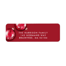 2 Röda julprydnadsföremål, Helgdag Returadress Etikett