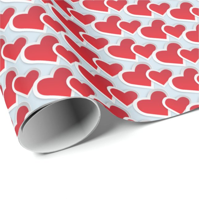 2 Röda Pappra hörn i ett upprepande Mönster Presentpapper (Rullad Hörn)