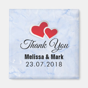 2 Röda Pappra öron på Isig Blue Marble Bröllop Magnet