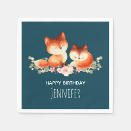 2 Rödfärgade ljusrävar, vattenfärgsdesign Pappersservett