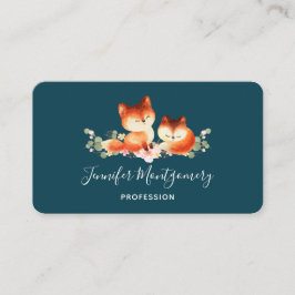 2 Rödfärgade ljusrävar, vattenfärgsdesign Visitkort