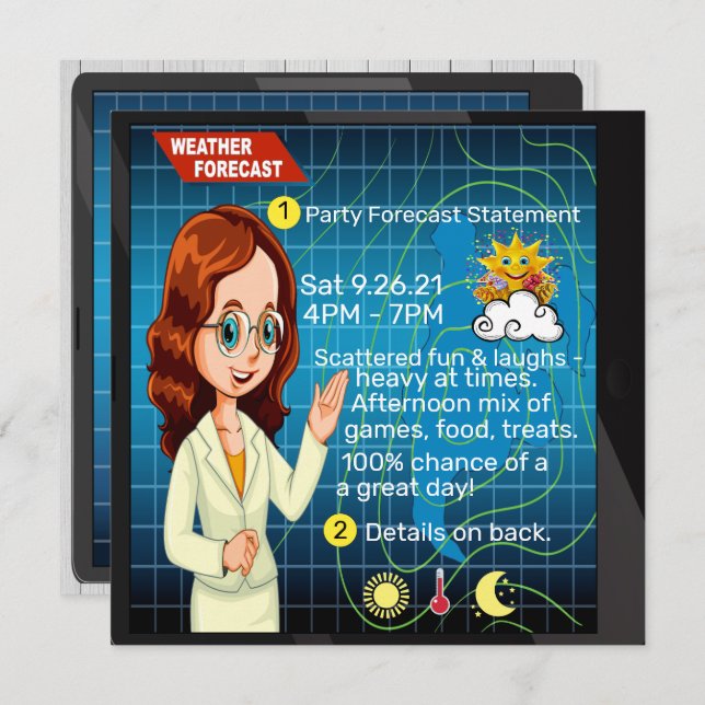 #2 Roligt i prognosen Festinbjudan Inbjudningar (Fram/baksida)