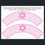 2 Rosa Fladdermus Bar Mitzvah Anpassade Cupcake Om Reklamblad<br><div class="desc">2 på varje ark på pärm papper Rosa Fladdermus Bar Mitzvah Personliga Cupcake Omslag Anpassar sig till standardstorlek cupcakes. Varje mått omkring 10, 5 x 3, 75 inches. Efter att ha mottagit dem, skär ut, svep din cupcake eller muffins & säkra med dubbelsidig tejp eller en liten bit vanlig klar...</div>