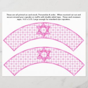 2 Rosa Fladdermus Bar Mitzvah Anpassade Cupcake Om Reklamblad