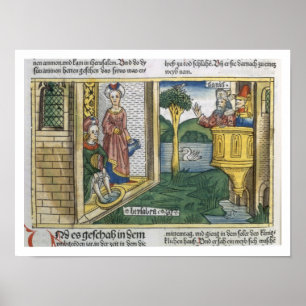 2 Samuel 11 1-5 David ser Bathsheba bad från Poster