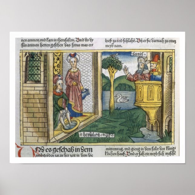 2 Samuel 11 1-5 David ser Bathsheba bad från Poster (Framsidan)