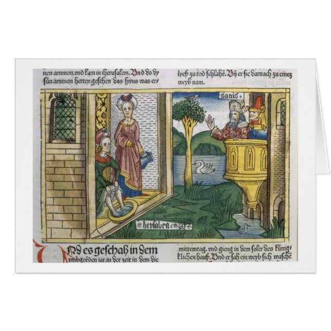 2 Samuel 11 1-5 David ser den Bathsheba badningen, Hälsningskort (Framsidan Horizontal)