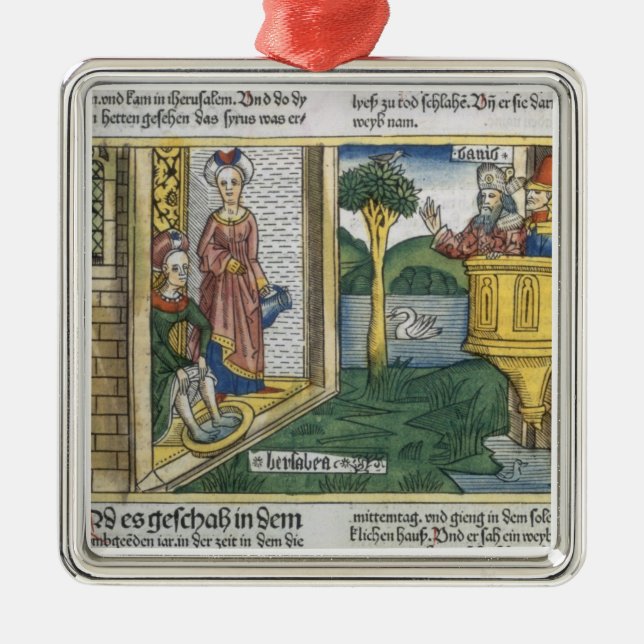 2 Samuel 11 1-5 David ser den Bathsheba badningen, Julgransprydnad Metall (Framsidan)