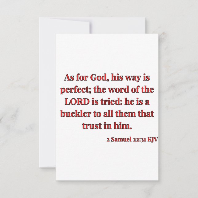 2 Samuel 22:31 KJV Bible Verse Flat Hälsning Kort (Framsida)