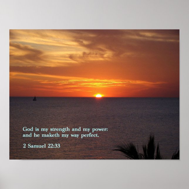 2 Samuel 22:33 Solnedgång Poster (Framsidan)