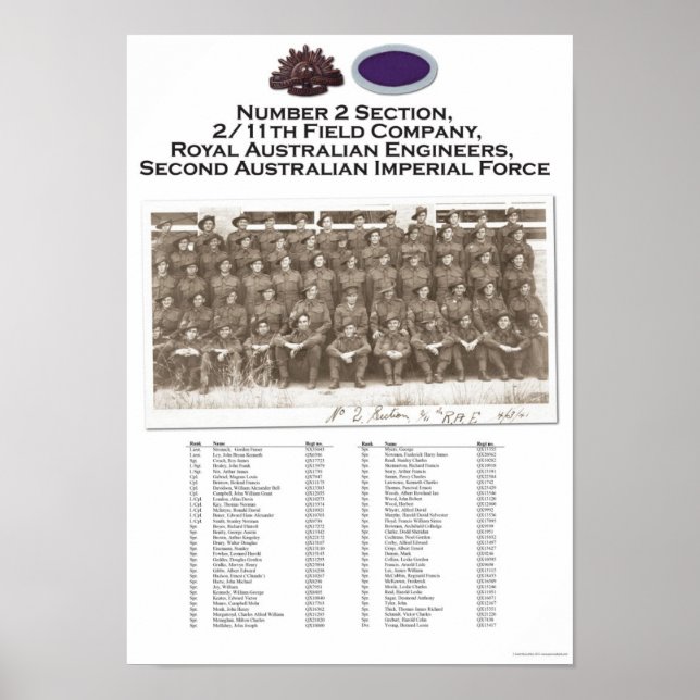 #2 Section, 2/11 Fält Company, RAE unit porträtt Poster (Framsidan)