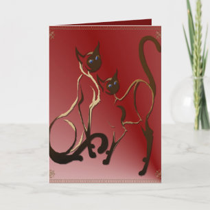 2 Siamese Kattunge Card Kort