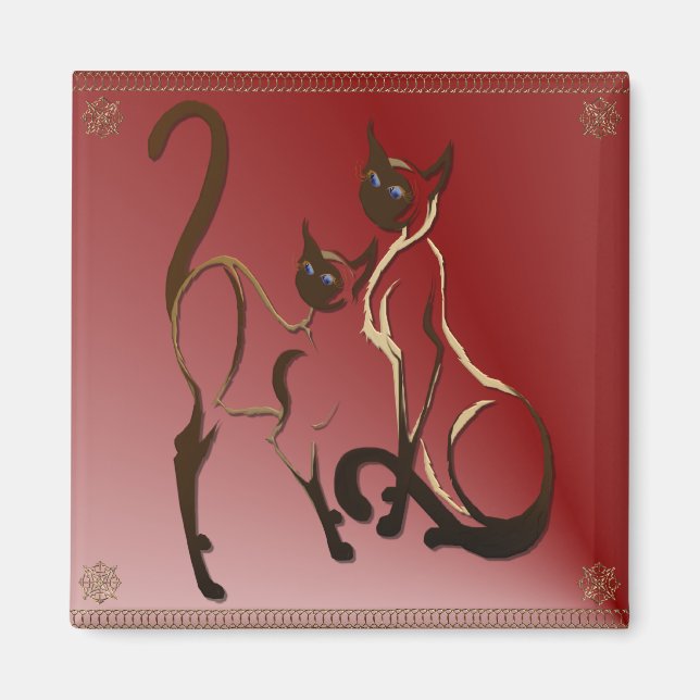 2 Siamese Kattunge Magnet (Framsidan)