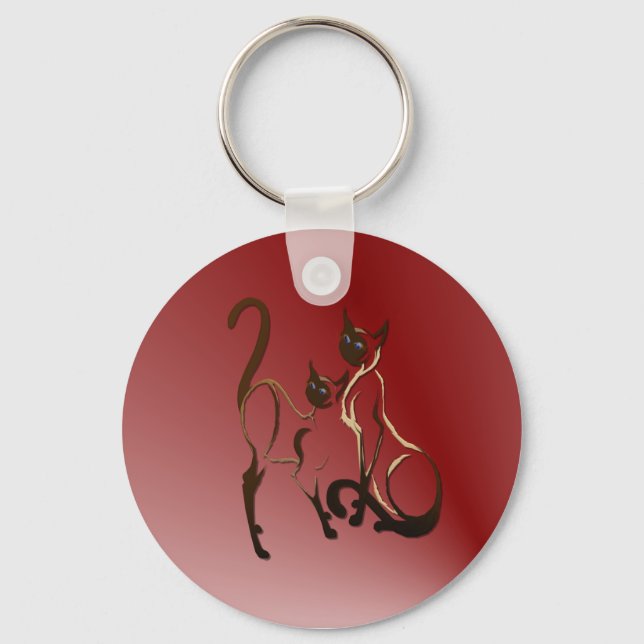 2 Siamesisk Kattunge-nyckelkedja Nyckelring (Framsida)
