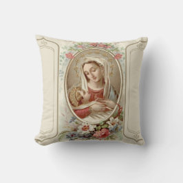 2 SID Madonna med blommor för barnJesus änglar Kudde