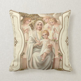 2 SID Madonna med blommor för barnJesus änglar Kudde