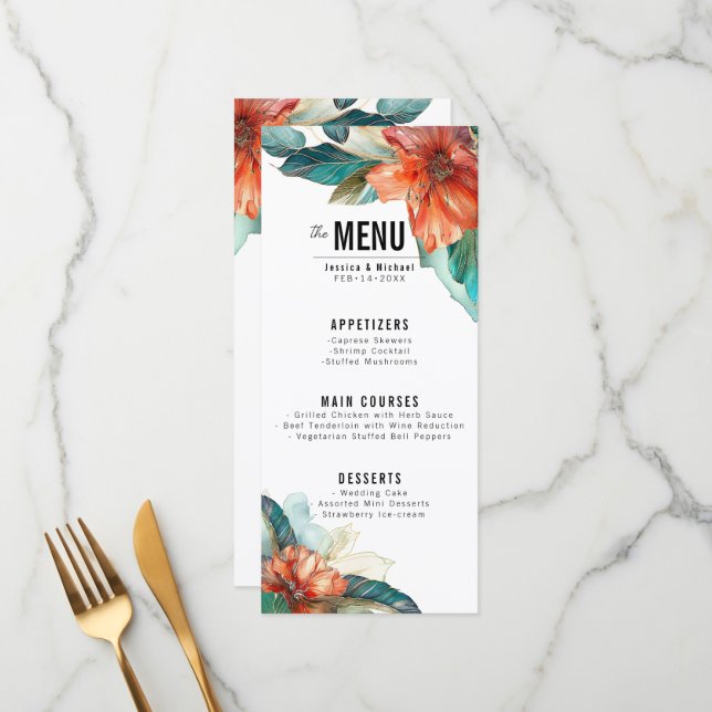 2 sid Menu + DRINKS Hibiscus Sergranat Paradise Meny (Fram/Back In Situ)