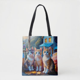 2-Sided 7 Adorable Artist designed Kittens Tygkasse