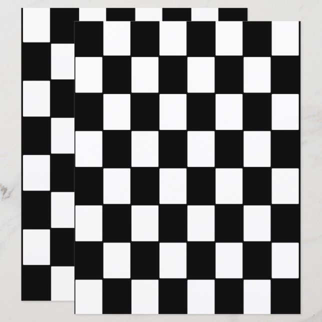 2-Sided B&W Checkerboard Scrapbook Page (Fram/baksida)