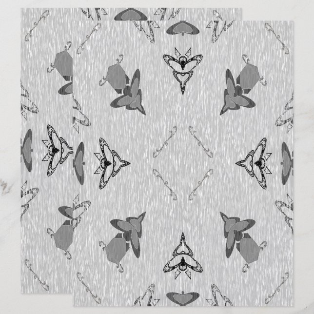 2-Sided Flying High in Lt Grayscale Scrapbook Page (Fram/baksida)