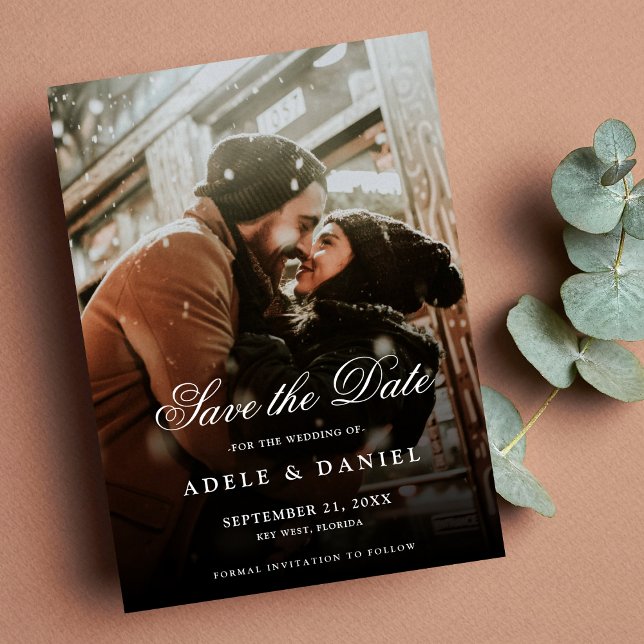 2 Sided Foto Save the Date Bröllop Modern  Spara Datumet (Skapare uppladdad)