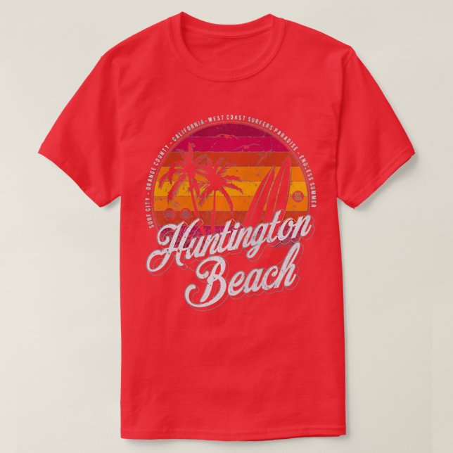 2 Sided Huntington Beach Surfa City California Vin T Shirt (Design framsida)