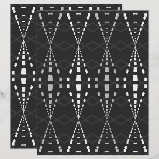 2-Sided Ley Lines B&W Scrapbook Page (Fram/baksida)