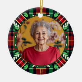 2 sided Memorial Christmas plaid ornament