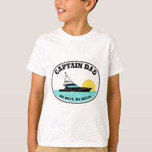 (2 Sidedig utskrift) Kapten Pappa Min Båt Mina Reg T Shirt