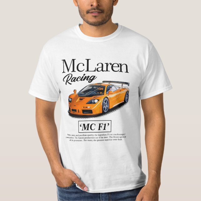 2 Sides McLaren F1 Tävla Hoodie - gåvor till bil G T Shirt (Framsida)