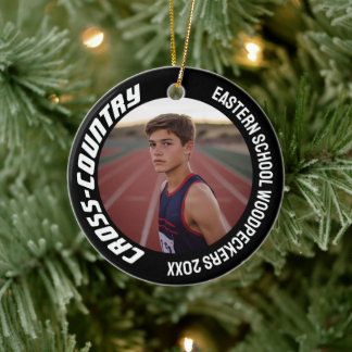 2-sidig Anpassade Sports Kor-Land-foto Julgransprydnad Keramik